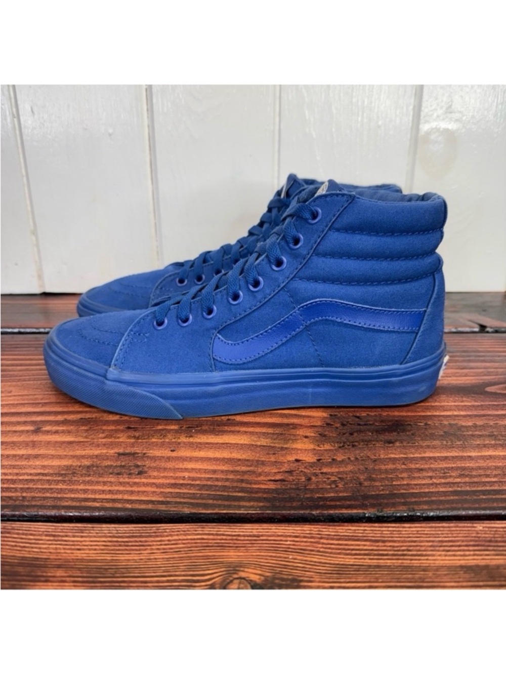 Vans Sk8-Hi Mono True Blue High Top Skate Sneakers Womens 9.5 Mens 8